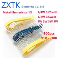 20PCS Metal film resistor 1% 2W 3W 5W 91R-910R 100R 110R 120R 130R 150R 180R 200R 220R 240R 270R 300