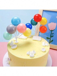 5入組氣球蛋糕裝飾，迷你多色氣球蛋糕裝飾，圓形氣球杯子蛋糕裝飾，蛋糕裝飾，娃娃屋派對裝飾，生日蛋糕用品，婚禮蛋糕用品