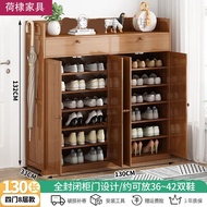 HY/JD Lotus Bamboo Shoe Cabinet Bamboo Shoe Cabinet Wooden Shoe Rack All Solid Wood Shoe Cabinet Home Large Capacity Doo