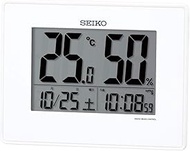 Seiko Clock SQ798W Table Clock, Alarm Clock, Wall Clock, Radio, Digital, Calendar, Temperature and Humidity Display, White, Product Size: 5.0 x 6.5 x 1.0 inches (12.7 x 16.5 x 2.6 cm)