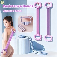 6 Tube Yoga Resistance Band Pilates Training Tension Rope Exercise Bands Chest Expander Elastic Band