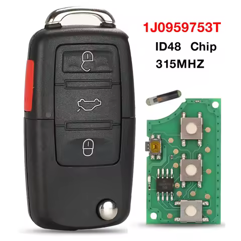 jingyuqin 4BTN 315MHz ID48 Chip 1J0959753T Remote Car Key For VW/VOLKSWAGEN 1J0 959 753 T Beetle Gol