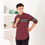 Men's Koko Shirt 3/4 Sleeve Matt Linen Songket Original TM Premium Size ml xl