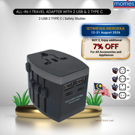 Morries Travel Adapter 2 USB 2 Type C premium black fast charge universal charger MS-R25