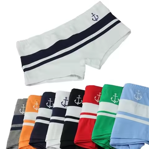 HaleyChan 100% Cotton Navy Style Striped Boyshort 1 Pack Boxer Briefs for Women's Tomboy Trans Lesbi