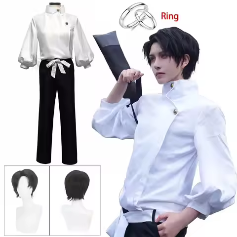 Okkotsu Yuta Cosplay Jujutsu Kaisen Okkotsu Yuta Cosplay Costume Anime Uniform Wig Ring Suit Hallowe