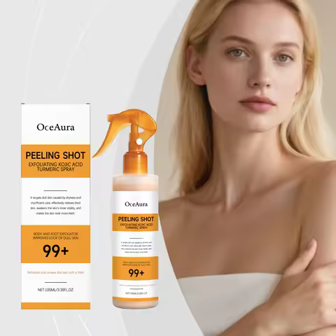 Natural Kojic Acid & Turmeric Exfoliating Spray - Gentle Deep Body Cleansing, Moisturizing and Skin-