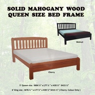 HAILEE Solid Mahogany Wood King / Queen Size Bed Frame In Cherry &amp; Walnut Color