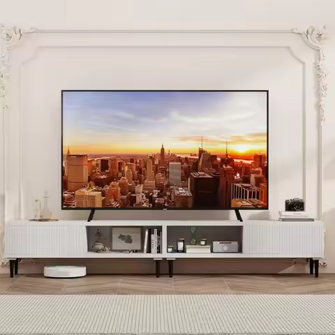 2 in 1 86'' Long TV Stand Modern TV Console for Large TVs up to 95'', 2 Pieces Corner TVs Cabinet En