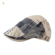 WAY Men Baseball Cap, Adjustable Cotton Irregular Plaid Beret, Breathable Headwear Boinas Cabbie Hat