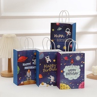 [In Stock] 1PCS Astronaut Cartoon Candy Bag Paper Bag 21X15X8cm Starry Sky Galaxy Party Gift Bag Children Astronaut Science Theme Birthday Party Supplies