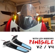 for Ducati Panigale V2 Panigale V4 Accessories LED Stealth Mirrors PanigaleV2 With Turn Signal Rearv