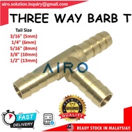 [ Tee ]Brass Fitting Three Way Barb T 3 Way Hose Connectors Fitting Brass,Brass air compressor fitti