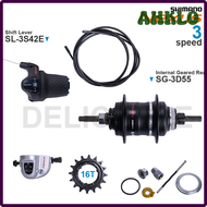 AHKLO SHIMANO NEXUS เฟืองเกียร์ภายใน SG-3D55 SM-BC06คันเกียร์ SL-3S42E 3สปีดและ16ตันเฟืองเดี่ยวชิ้นส
