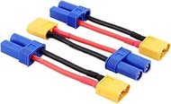 3pcs Male XT60 to Female EC5 Losi Connector Adapter for Turnigy 8ight SCT LiPo with 14awg 5cm Cable(