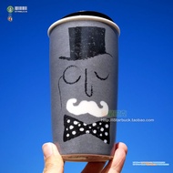 Ins Starbucks Cup Starbucks Male God Exclusive Top Hat Bow Tie Gentleman Double-Layer Heat Insulation with Lid Anti-Scalding Mug 355ml