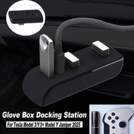 （FT）Glove Box Docking Station for Tesla Model 3 Y 3+ Y Juniper USB Hub Ports Car 4-in-1 USB Extender
