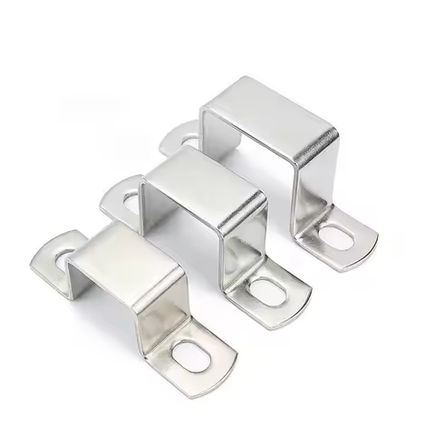 1/5pcs 304 Stainless Steel Square / Ohm Right Angle Bracket U-Shaped Pipe Clamp 10*10 15*15 20*20 25