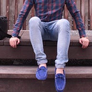 MIT【真皮豆豆鞋-男款寶藍】平底鞋 懶人鞋 駕車鞋 樂福鞋 軟底鞋