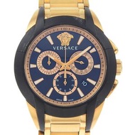 二手VERSACE手錶 M8C80D009 S080，不鏽鋼和金色石英計時碼錶，黑色錶盤，女士款。