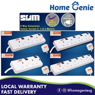 SUM Extension Safety Socket 2/3/4/5 Way 2,3 & 6 Meters Cord. (Direct 2 Pin Friendly, Made in Malaysi