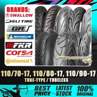 TAYAR 110/70-17,110/80-17,110/90-17 CONTINENTAL/CORSA/FKR/GRT/MICHELIN/SWALLOW/DELI TUBELESS/TUBE-TY
