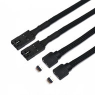 Angitu for 2pcs / lot Corsair Fan RGB ARGB Adapter Cable with Black PET Sleeved HD LL120 140 QL 3Pin