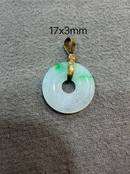 14k黃金 翡翠平安扣吊墜 17x3mm