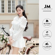 Chân váy nhún đục oze sườn 4S21.2406OG chân váy xòe thắt hai bên chất liệu tơ mềm thiết kế JM Dress