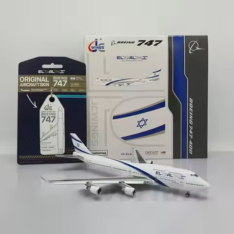JC Wings 1:400 Scale XX40108 B747-400 4X-ELA Alloy Aircraft Model Classic Adult Collection Static Di
