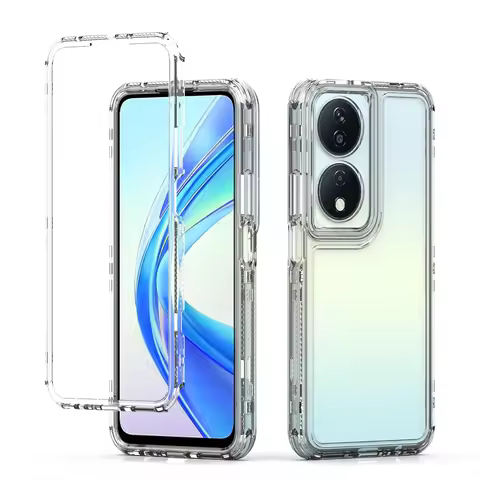 3 in 1 Rugged Armor Shockproof Phone Case For Honor X7B 6.8 inches Hard Plastic Frame Transparent TP