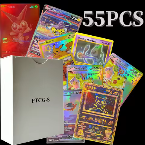 55PCS PTCG-S PKM Foil Ancient Mew Zekrom Reshiram Victini Charizard Dark Gengar Latias Mew Pikachu W