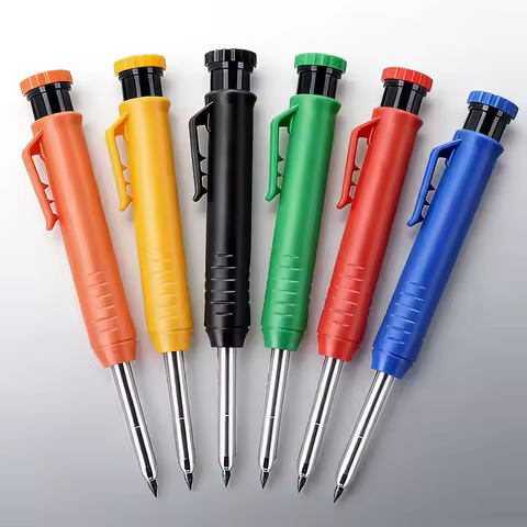 6Pcs Mechanical Pencils Drawing Woodworking Marking Pen,2.8mm Long Head Carpenter Pencil, Applicable