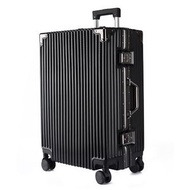 輕便鋁框行李箱 24吋旅行箱 萬向輪拉桿箱 學生女裝密碼鎖- 黑色 20寸
