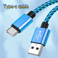 USB A TO Type C สายชาร์จ2A ที่ชาร์จเร็วสายข้อมูลไนล่อน1ม. 2ม. 3ม. สำหรับ iPhone Android Huawei Samsung typec อุปกรณ์ชาร์จ