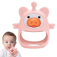 Silicone Baby Teether Toy 3 Months and Up BPA Freebebas Baby Teether Toy with Cartoon Design Handle 