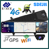 SDFJH E-ACE 12นิ้ว4G แอนดรอยด์8.1รถยนต์ DVR มองหลังกระจก Dash กล้องนำทาง GPS กล่องดำเครื่องบันทึกวีดีโอสนับสนุน1080P กล้องมองหลัง KRYKG