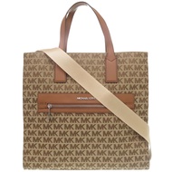 近全新 Michael Kors 兩用 Kenly 大帆布/皮革ブラウン手提包，棕色，0019 [二手]