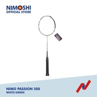 nimo raket badminton passion 500 + free tas &amp; grip wave pattern - white/green
