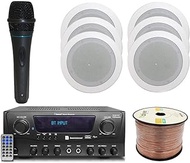 2-Ch 1000 Watts.Bluetooth Home Amplifier and Receiver with USB and SD Reader, (Qty 6) 5.25 Flush Mou