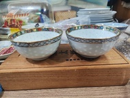 中國廣彩  米通飯碗一對