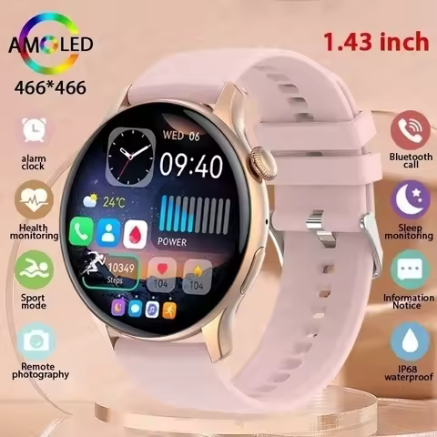 1.43 Inch 466 * 466 AMOLED Smartwatch Women Health Monitoring IP68 Waterproof Bluetooth Call Sports 