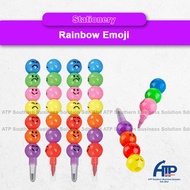 Creative Pensel Non Sharpening 7 Colors Emoji Bullet Round Stacking Crayon Pencil Writing Pencil Kaw