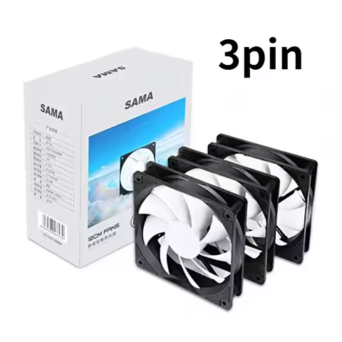 SAMA 3pcs Computer Case Fan Silent 3Pin 120mm 1200RPM PC Cooler Case of Fans 12V Fix Speed No LED Li