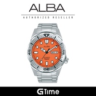 [Official Warranty] Alba AL4375X AL4375X1 Men's Mechanical Orange Dial Stainless Steel Strap Watch