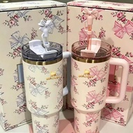 D Limited Gift Box Type Thermos Cup High-value 304 Stainless Steel 1.18L Bow Straw Trendy