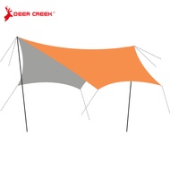 Flysheet Hexagon 4x6m Camping Waterproof Tarp Tent Sunshade Canopy Awning Bumbung Khemah Orange / Kh