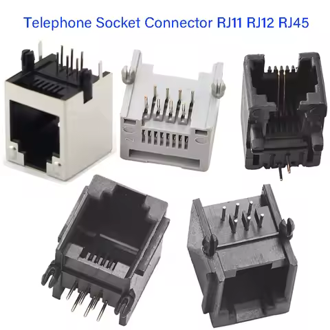 10PCS Telephone Socket Connector RJ11 RJ12 RJ45 Telephone Wifi Female Socket 2pin 4pin 6pin 8pin 4P4