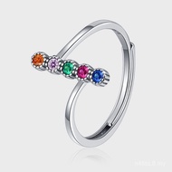 Female Ring Ring Pure Hundred Stone Arrangement Exquisite Matching Inlaid Treasure Open Index Finger