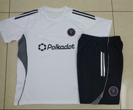 Miami White Short Sleeve Soccer Training Kit Fitness Quick Dry Shorts Sportswear Mens Pre-game Warm-